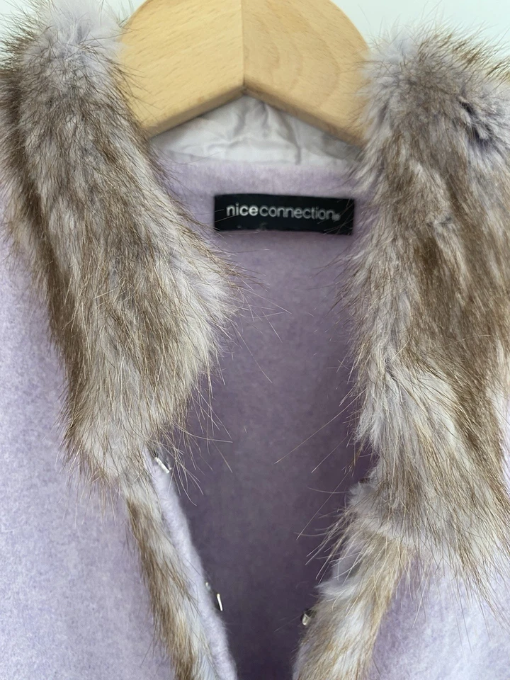 Wolle Angora Damen Weste Gr 46 mit Kunstpelzbesatz in Fliederfarbe - Bild 4 von 4