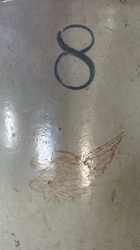 Antique 8-Gallon RED WING Union Stoneware Crock W/Wood Handles Large (Read&Pics)