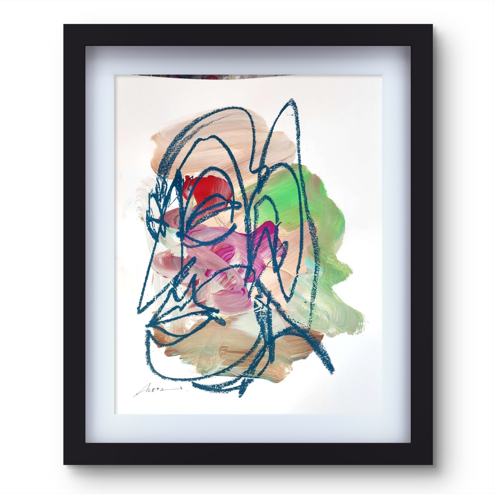 Aleph Original Art 14x11 Colorful Modern Art Acrylic Painting Gallery Paper