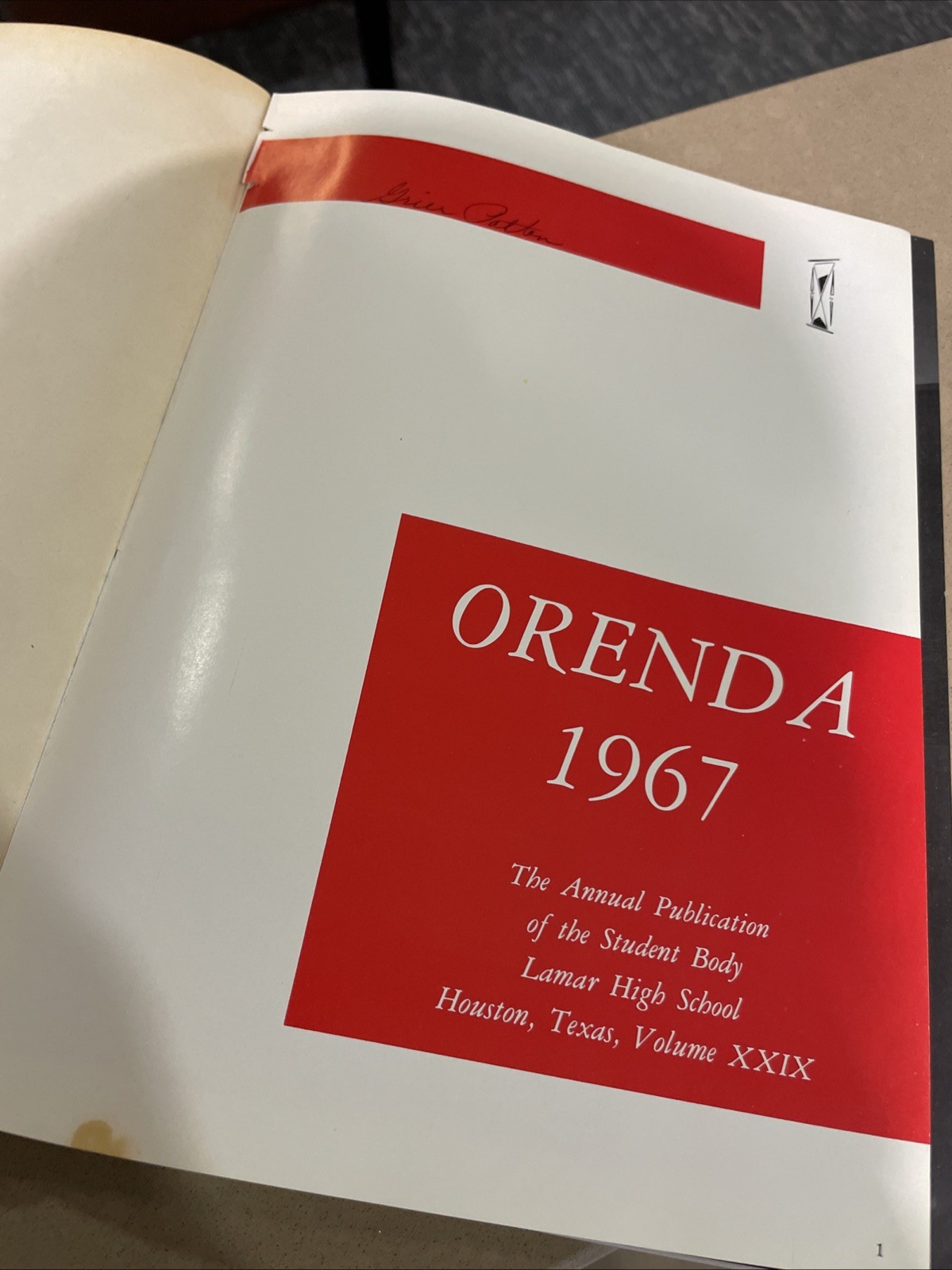1967 Lamar High School Yearbook Orenda Houston, Texas (Grier Patton)