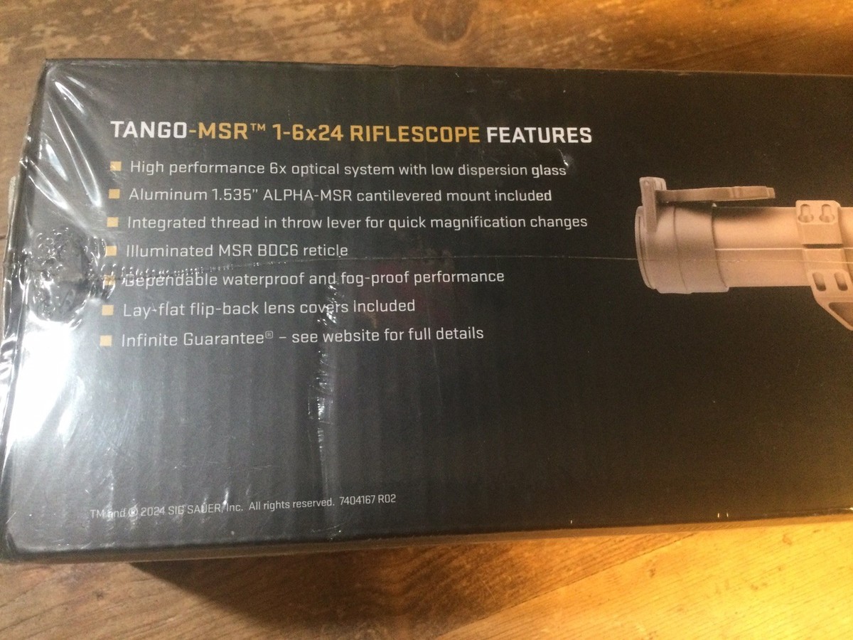 Sig Sauer TANGO-MSR 1-6x24mm Illuminated Red MSR BDC6 Reticle