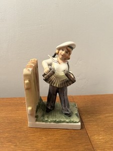 Vintage Porcelain Sailor Girl Playing Accordion Bookend
