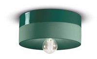 Deckenlampe Keramik Rund Ø 25 Cm Rund GrüN Retro E27 Handarbeit Deckenleuchte