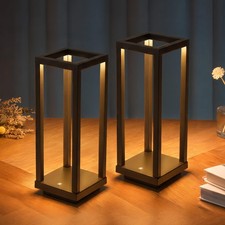 Cordless Waterproof Table Lamps Set of 2, Black Outdoor Rechargeable 4000mAh ...