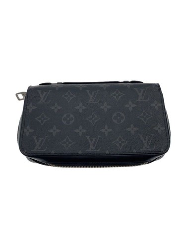 Louis Vuitton Long Wallet Zippy XL Monogram Eclipse BRW PVC Blk Men's Used