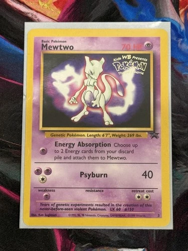 Pokémon TCG Mewtwo Black Star Promo 3 WOTC 1999 WB ‘The First Movie’ Stamp NM