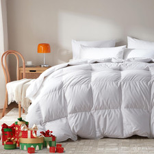 Goose Feather down Fiber Comforter King Size,100 Organic Cotton Duvet Insert,Al