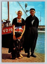 Volendam Holland Traditional Costume Family Fishing Boat Vintage Postcard