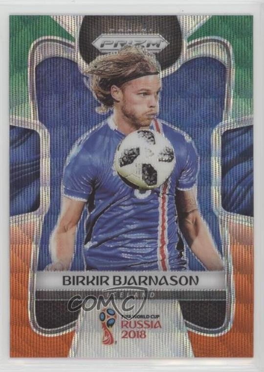 2018 Panini Prizm World Cup Green & Orange Wave Prizm Birkir Bjarnason #104 0c3