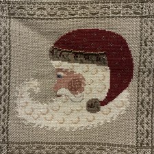 Santa Christmas Needlepoint Embroidery Wall Hanging Tassels