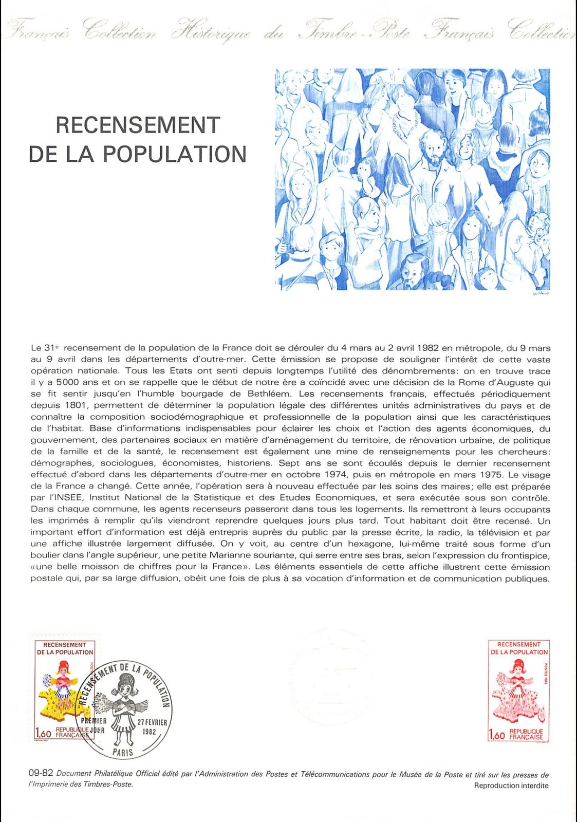 Document Officiel 1982 - Recensement de la population | eBay