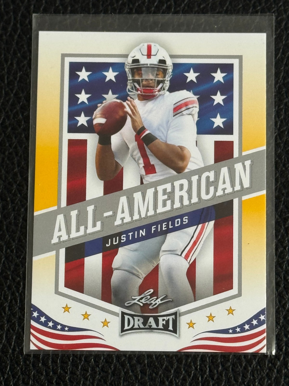 Justin Fields 2021 Leaf Draft All-American Gold #49 Ohio St Bears RC Rookie