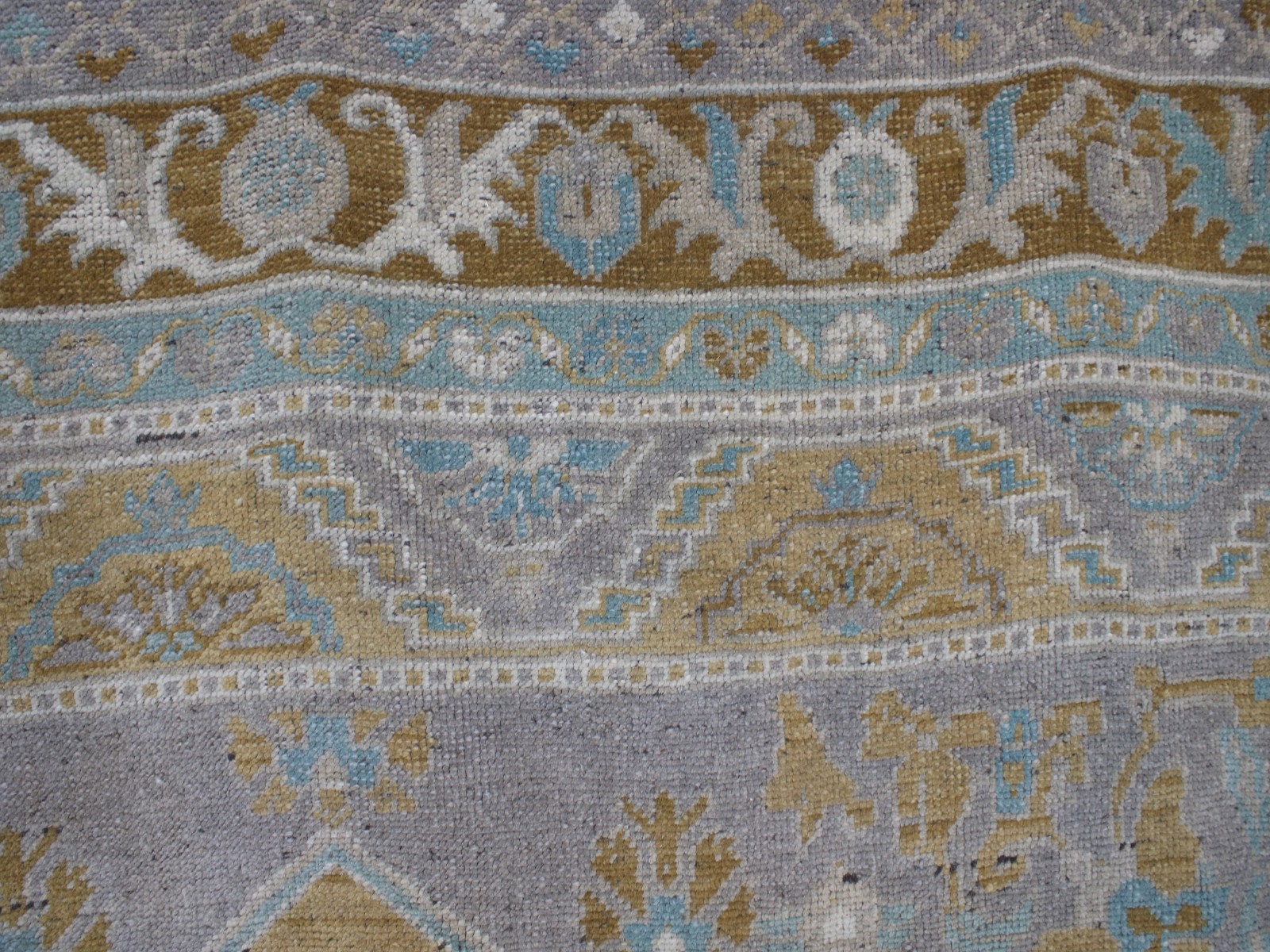 6x8 Turkish Handmade Rug Orange Blue Geometric 5.8x8.0 ft