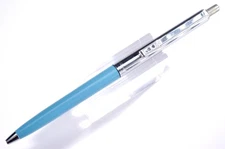 Paper Mate Vintage Double Heart Slim "Sky Blue" Brass Threads Ballpoint Pen #96