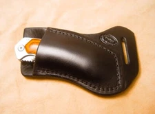 Custom Black Leather Sheath for Buck Folding Alpha Hunter (right hand)