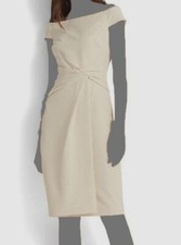 Ralph Lauren Women's Ivory Crepe Off-The-Shoulder Sheath Dress Size 4