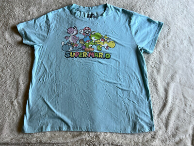 Nintendo Super Mario Bros Shirt Mens X-Large XL Light Blue Modern 