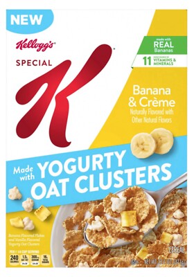   New Kellogg's Special K Yogurt Oat Cluster Banana & Creme Flakes Cereal 13oz