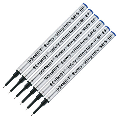 6 Pack - Schmidt 5285 Extra Fine Rollerball Metal Refill - Blue Ink