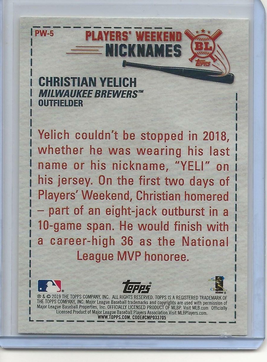 2019 Topps Big League Players Weekend Nicknames #PW5 Christian