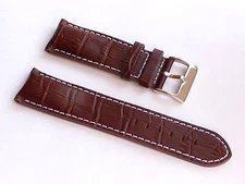 High Quality Lug 22mm Brown Genuine Leather Alligator Strap Replacement Guess