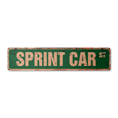 SPRINT CAR Vintage Street Sign Metal Plastic short track race racing helmets