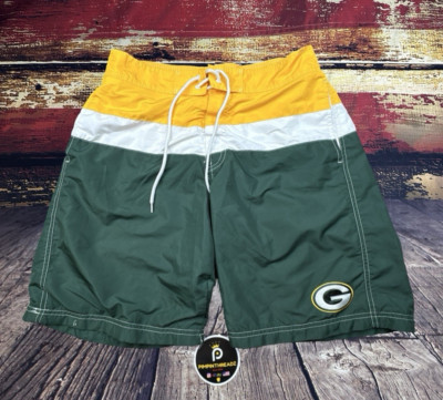 Green Bay Packers Swim Trunks Mens Large Swimming Board Shorts Mesh Lined GIII