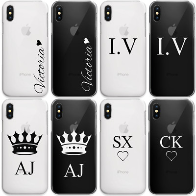 Personalisierte Handy-Hülle Initiale für iPhone 14/13/12 Herz Krone klar Hardcover