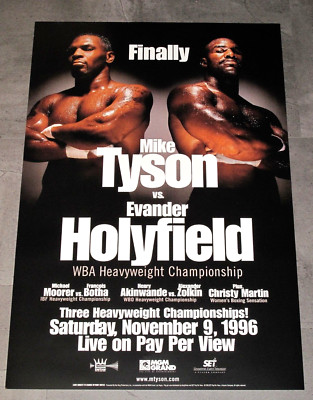 MIKE TYSON vs. EVANDER HOLYFIELD ORIGINAL FIGHT POSTER 1996 VINTAGE RARE