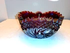 vintage LE Smith comet in the stars ruby carnival glass sawtooth bowl 7 1/2"