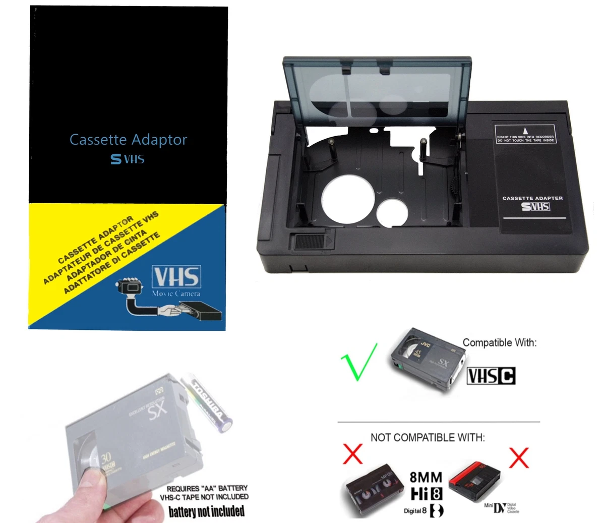 1pc Adaptateur De Cassette Vhsc Compatible Avec Les Caméscopes Vhsc