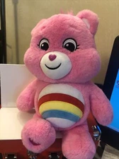 2020 Care Bears Basic Fun Pink Plush Teddy Bear 14" Cheer Bear Rainbow