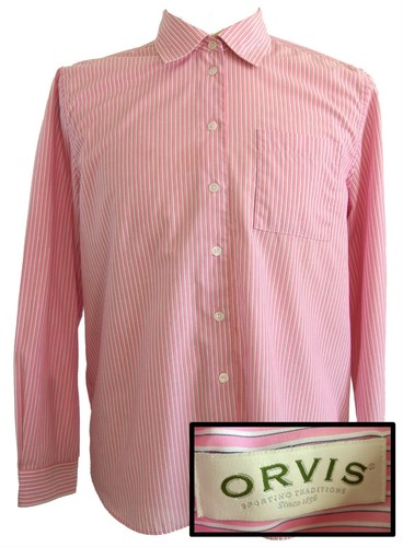 Orvis Men Large Pink Hidden Button Down 