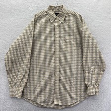 Brooks Brothers Button Up Shirt Mens Large Yellow Blue Check Long Sleeve UofM