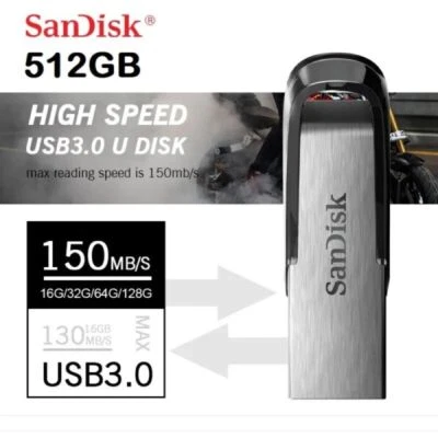 Chiavetta USB 3.0 512GB Sandisk Ultra Flair Metallo Penna unità flash 150MB/s