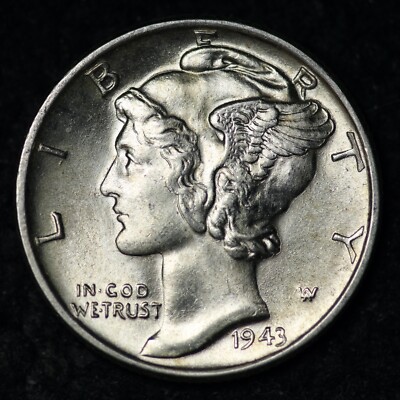 1943 Mercury Silver Dime GEM BU *UNCIRCULATED* MS E332 ZDL