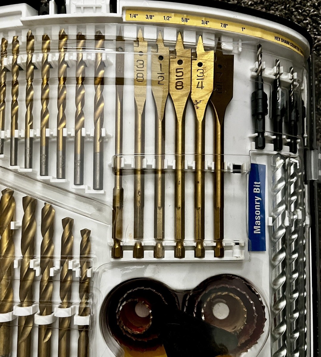 NOS Mastergrip 74 Piece Power Drill Bit Wall Mount Accessory Set