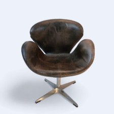 Poltrona in pelle chair vintage in stile Swan Jacobsen Fritz Hansen 1980