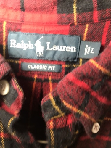 Ralph Lauren Flanellhemd Herren Large rot kariert langarm schwere Baumwolle - Bild 5 von 5