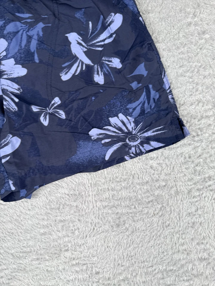 Pantalones Cortos Columbia Hombres Pequeños Azul Floral Hawaiano 100% Nylon Natación Gimnasio Correr 30x5 Foto 2 de 4