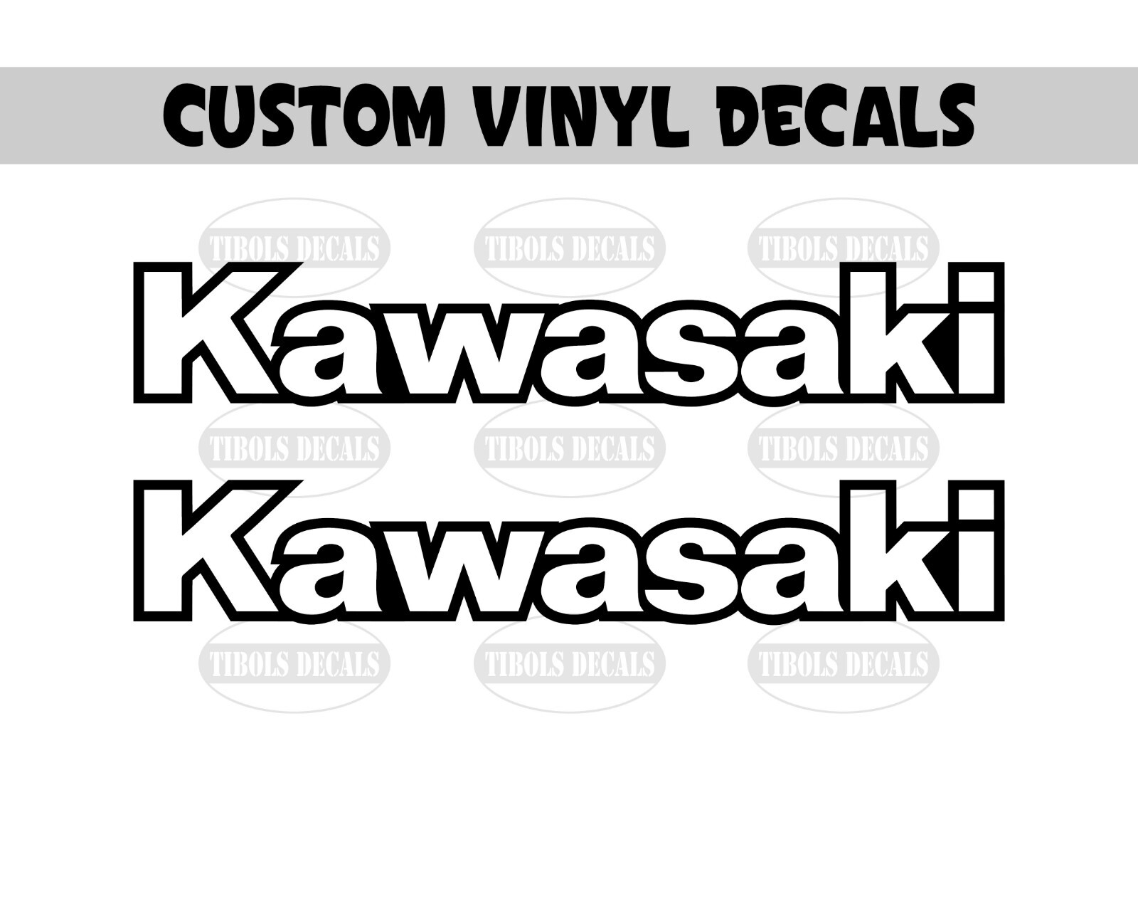 Kawasaki Decals Outlined Stickers (1 set) Helmet Motorcycle ATV PWC