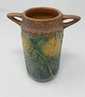 Antique Roseville Pottery Sunflower 485-6 6 1/2" Double Handled Vase