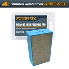 POWERTEC 71906 Diamond Hand Polishing Pad 200 Grit, Sanding Block 1PK