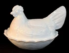 Fenton Art Glass Milk Glass Covered 8" Chicken / Hen On Nest 5182 MI