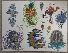 Tattoo Studio Shop Flash Single Frog Grim Reaper Peace Ray Askey 11  X 14 Print