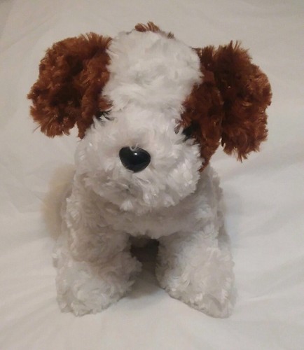stuffed animal dog brown and white