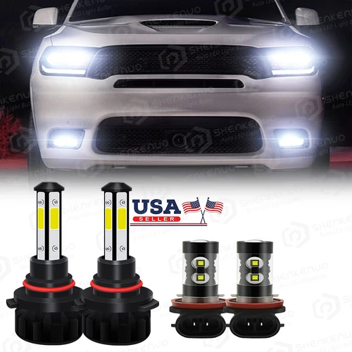 For Dodge Durango 2016-2020 6000K white 4X Bulbs LED Headlights + Fog Lights Kit
