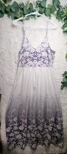 [828] Hekka Size M Purple Floral V Neck Spaghetti Strap Maxi Dress 