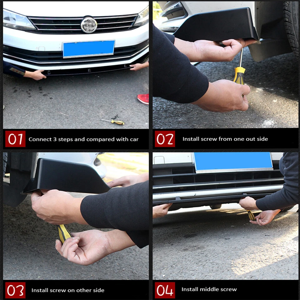 3 Segment Universal Front Bumper Lip Spoiler Fit for Jaguar XJ8 2001-2009 Foto 3 de 4