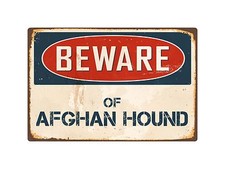 Beware Of Afghan Hound 8" x 12" Vintage Aluminum Retro Metal Sign VS004